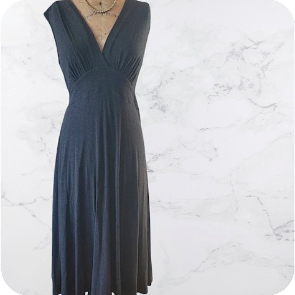 Liz Lange Gray Maxi Dress Maternity V Neck Cozy Stretch Sz One/med